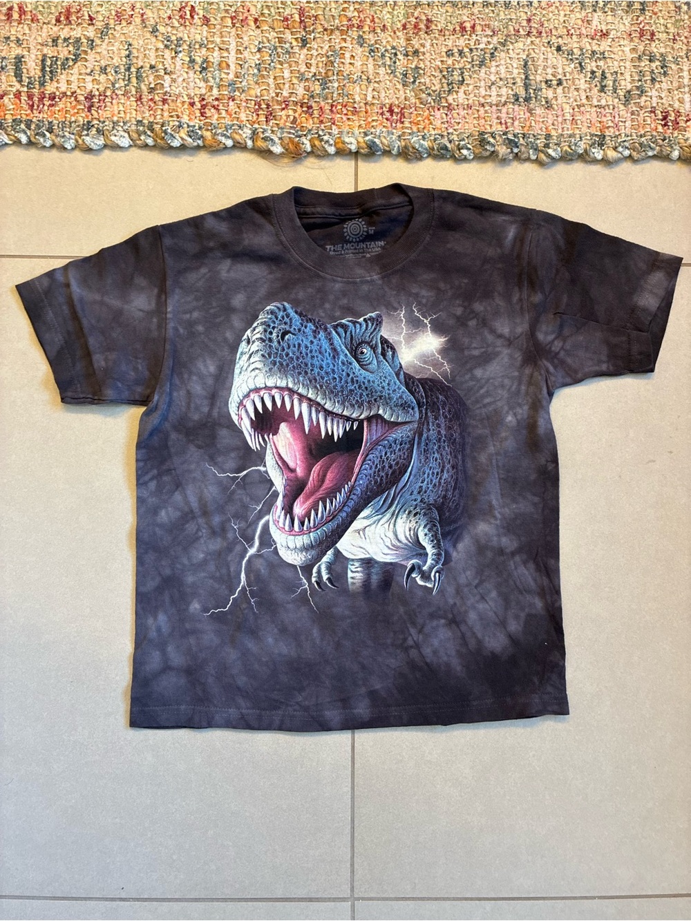 The Mountain Black Tie-Dye T-Rex Graphic Tee